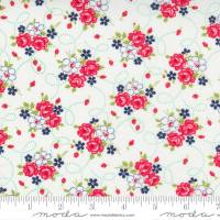 Moda Fabric - One Fine Day - Bonnie & Camille - Bliss Small Floral Roses Vintage Ivory #55231 17