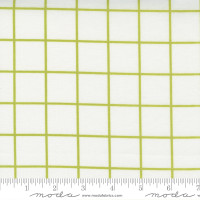 Moda Fabric - One Fine Day - Bonnie & Camille - Windowpane Check Big Grid Plaid Ivory Green #55235 17