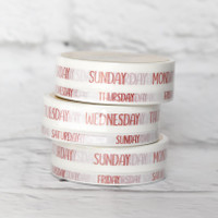 Sunshine Sticker Co - Washi Tape - Weekday Washi Tape - Scarlett (White Background)