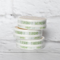 Sunshine Sticker Co - Washi Tape - Weekday Washi Tape - Lime (White Background)