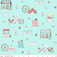 Riley Blake Fabric - Quilt Fair by Tasha Noel - Main Aqua #C11350-AQUA