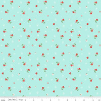 Riley Blake Fabric - Quilt Fair by Tasha Noel - Strawberries Aqua #C11352-AQUA
