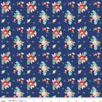 Riley Blake Fabric - Quilt Fair by Tasha Noel - Floral Navy #C11351-NAVY