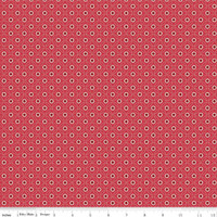 Riley Blake Fabric - Red Hot by Lori Holt - Circle Flowers Red #C11674R-RED