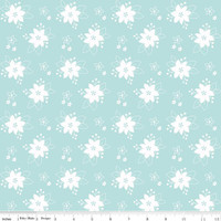 Riley Blake Fabric - Pixie Noel 2 by Tasha Noel - Floral Aqua #C12116-AQUA