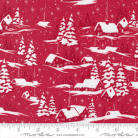 Moda Fabric - Merry Little Christmas - Bonnie & Camille - Snowed In Landscape Houses Snow Scenic Winter - Red #55240 12