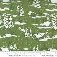 Moda Fabric - Merry Little Christmas - Bonnie & Camille - Snowed In Landscape Houses Snow Scenic Winter - Spruce #55240 13