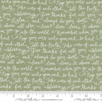 Moda Fabric - Country Rose - Lella Boutique - Farmhouse Script Text and Words - Sage #5172 14