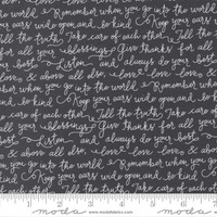 Moda Fabric - Country Rose - Lella Boutique - Farmhouse Script Text and Words - Charcoal #5172 17