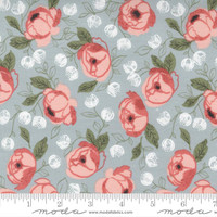 Moda Fabric - Country Rose - Lella Boutique - Country Bouquet Large Floral - Smokey Blue #5170 15