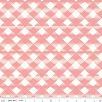 Riley Blake Fabric - Wide Backing - Bee Ginghams by Lori Holt - Coral #WB12562-CORAL