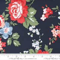 Moda Fabric - Dwell - Camille Roskelley - Cottage Large Floral Rose - Navy #55270 12