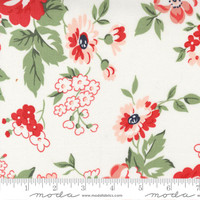 Moda Fabric - Dwell - Camille Roskelley - Cottage Large Floral Rose - Cream Red #55270 31