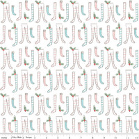 Riley Blake Fabric - Pixie Noel 2 by Tasha Noel - Stockings White #C12112-WHITE