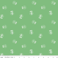 Riley Blake Fabric - Pixie Noel 2 by Tasha Noel - Snow Globes Green #C12114-GREEN