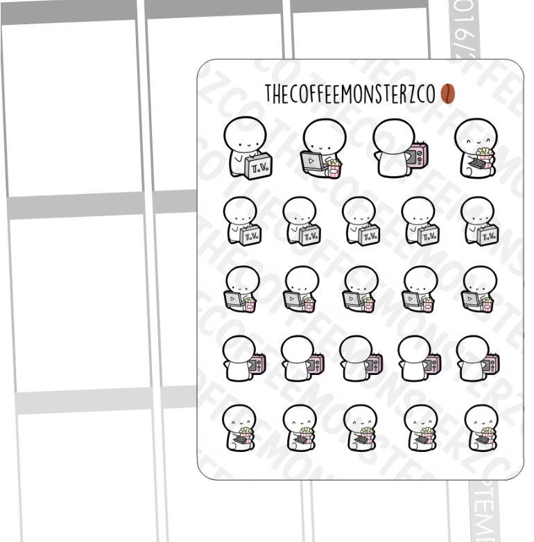 TheCoffeeMonsterzCo - Stickers - T.V. Addict Emotis - CarefullyCrafted