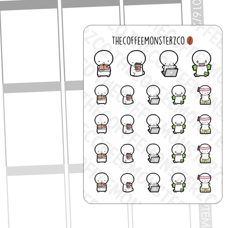 TheCoffeeMonsterzCo - Stickers - Happy Emotis Pt.2 - CarefullyCrafted