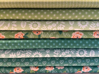 Moda Fabric - Fat Quarter Bundle - Sugar Pie by Lella Boutique - Green & Teals - Set of 8