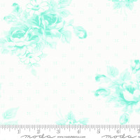 Moda Fabric - Lighthearted - Camille Roskelley - Large Floral Rosy Cream - Aqua #55290 21