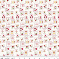 Riley Blake Fabric - Cook Book by Lori Holt - Stamps Red #C11757-RED - ONE YARD PIECE 
