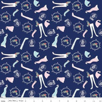 Riley Blake Fabric - Pixie Noel - Tasha Noel - Navy #5253 - BOLT END 23cm