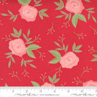 Moda Fabric - Beautiful Day - Corey Yoder - Wild Rose Floral Rose Medium Floral Scarlet #29131 21 - BOLT END 24cm 