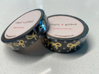 Simply Gilded - Washi Tape - Black & White Polka Dot with Champagne Gold Foil Bow - Set of 2