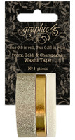 Graphic 45 - Ivory, Gold & Champagne Washi Tape - Set of 3
