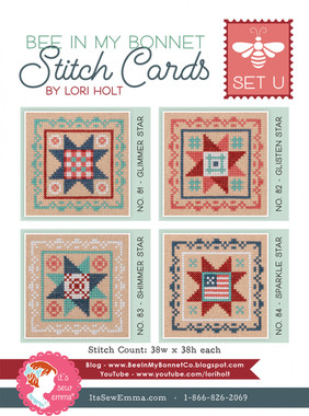 Lori Holt Bee in My Bonnet Stitch Cards U - Cross Stitch Pattern