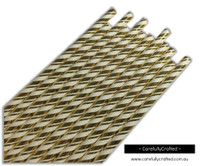 25 Paper Straws - Gold Foil Double Stripe - #PS40