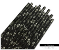 25 Paper Straws - Black and White Design - #PS50
