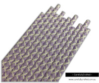25 Paper Straws - Light Purple Demask - #PS62