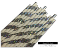 25 Paper Straws - Silver Glitter Foil - #PS64