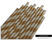 25 Paper Straws - Kraft Stripe - #PS68