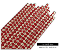 25 Paper Straws - Red Diamonds - #PS73
