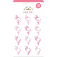 Doodlebug - Cute Clips - Flamingos - Set of 12