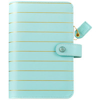 Webster's Pages - Color Crush - Faux Leather Personal Planner - Blue with Gold Stripe - Binder Only