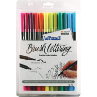 Le Plume II - Double-Ended Brush Lettering Marker - Set of 12 - Bright