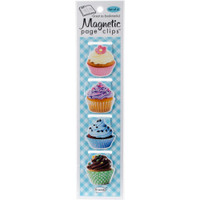 Magnetic Page Clip Bookmarks - Set of 4 - Vanilla Cupcakes
