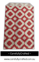 12 Favour Paper Bags - Mod Print - Red  #FB9