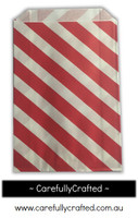 12 Favour Paper Bags - Diagonal Stripe - Red  #FB10
