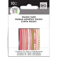 Me and My Big Ideas - The Happy Planner - Mini Washi Tape - 3mm - Set of 10 - Pink Hues
