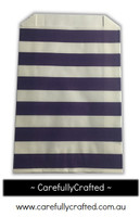 12 Favour Paper Bags - Horizontal Stripe - Dark Purple  #FB32