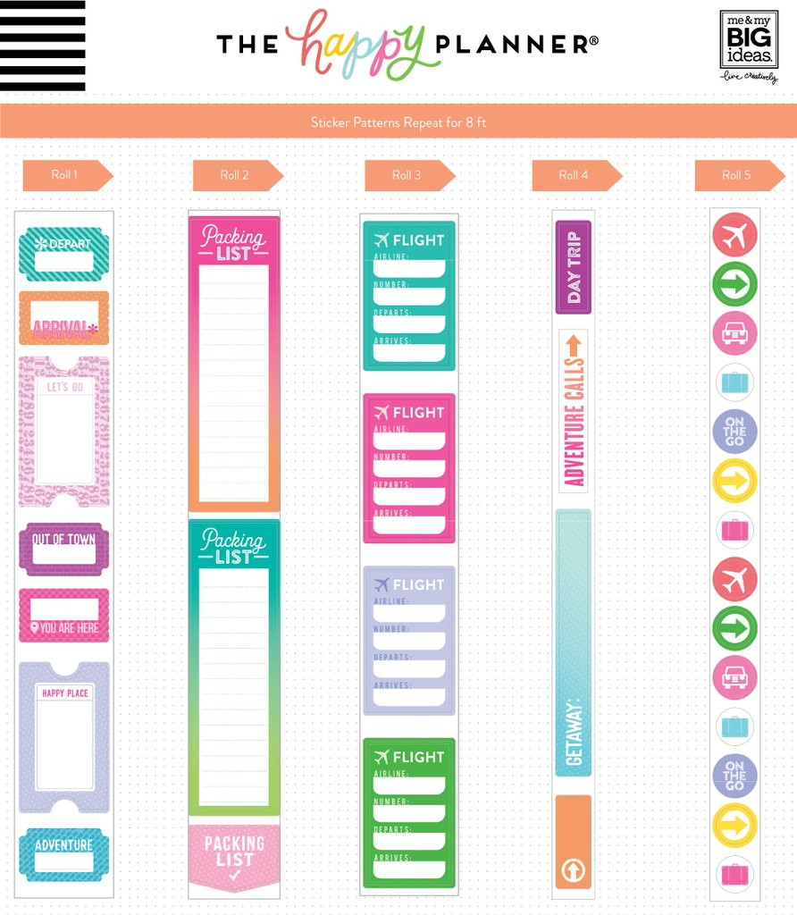 Me And My Big Ideas The Happy Planner Sticker Roll Travel