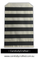 12 Favour Paper Bags - Horizontal Stripe - Black #FB45