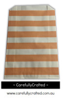 12 Favour Paper Bags - Horizontal Stripe - Peach #FB52