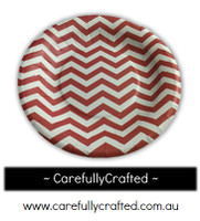 16 Paper Plates - Red - Chevron #PP12