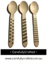 10 Wood Cutlery Spoons - Gold - Polka Dot, Stripe, Chevron #WSC10