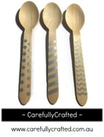 10 Wood Cutlery Spoons - Silver - Polka Dot, Stripe, Chevron #WSC11