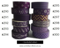 Washi Tape - Purple - 15mm x 10 metres - High Quality Masking Tape - #289 - #300